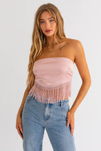 Load image into Gallery viewer, LL Pink Fringe Tie Top