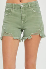 Load image into Gallery viewer, Risen Frayed Hem Olive Shorts