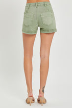 Load image into Gallery viewer, Risen Mid Rise Olive Patch Pocket Shorts