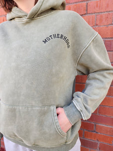 Mineral Washed Embroidered Motherhood Hoodie