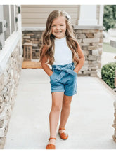 Load image into Gallery viewer, Kids Tie Waist Denim Shorts