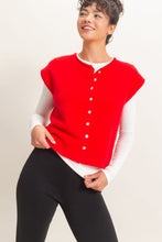Load image into Gallery viewer, HF Rolled Edge Button Front Sweater Vest