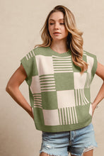 Load image into Gallery viewer, BB Stripe and Check Sleeveless Sweater