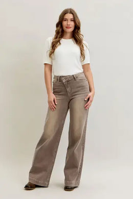 JB Clay Criss Cross Wide Leg Jeans