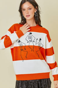 MS Stripe Dancing Skeleton Sweater