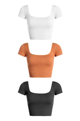 DY Ribbed Square Neck Cropped Tee