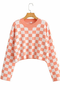 MS Cropped Checkered Crewneck