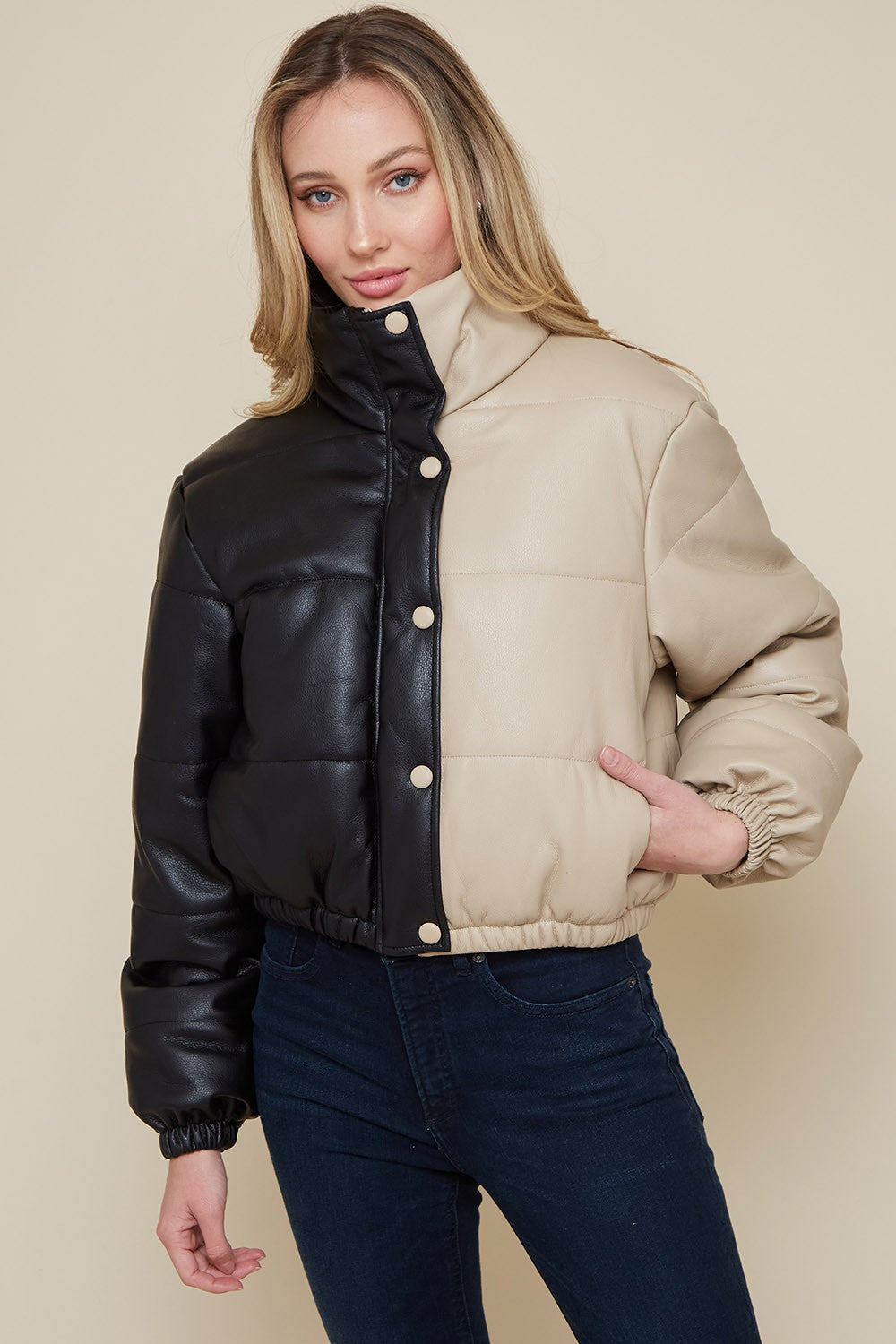 Color Block Puffer Jacket