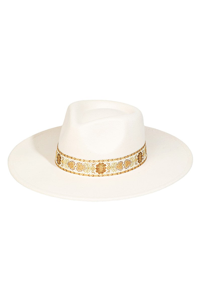 Embroidered Strap Fedora