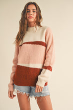 Load image into Gallery viewer, &amp;M Colorblock Mock Neck Sweater