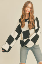 Load image into Gallery viewer, &amp;M Checker Bubble Sleeve Sweater