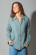 Load image into Gallery viewer, Frayed Hem Gauze Button Down