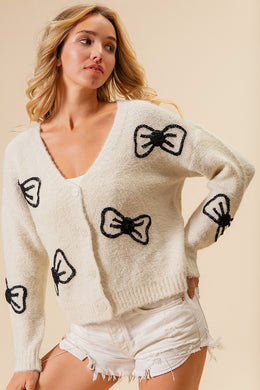 BB Embroidered Bow Cardigan