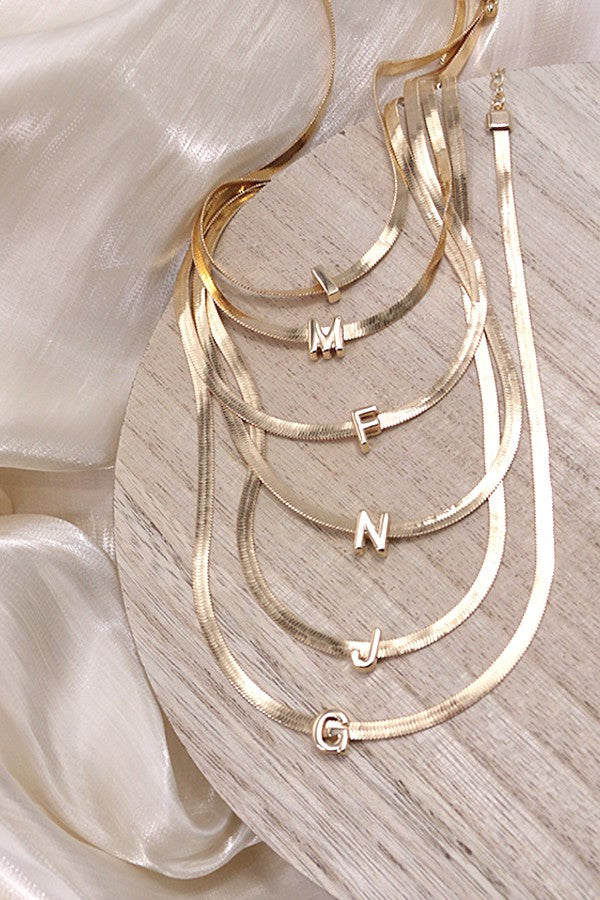W2W Herringbone Initial Necklace