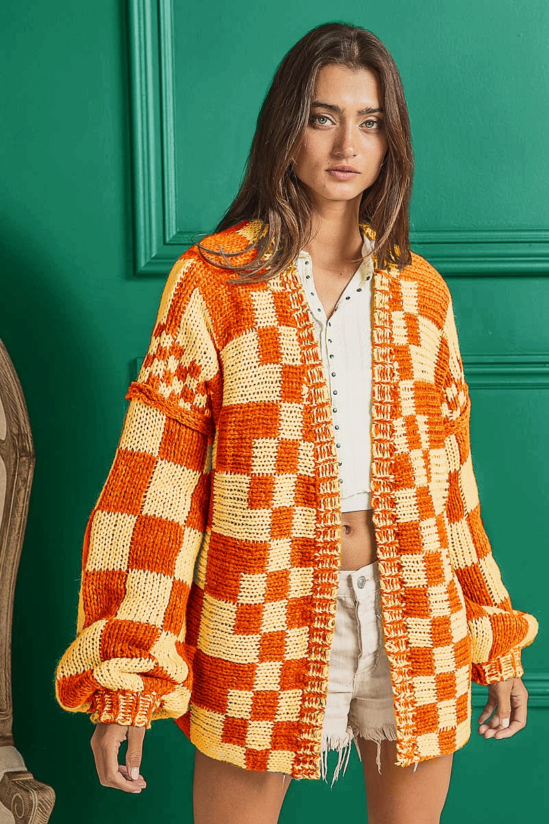 BB Checkered Chunky Cardigan