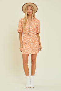 BAE Orange Floral Print Mini Dress