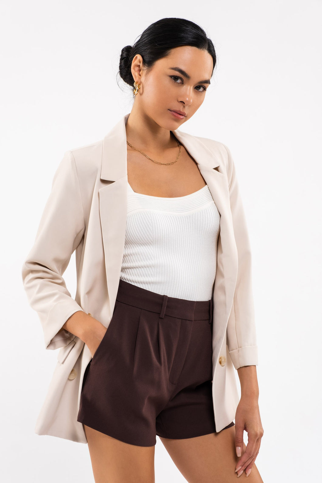 Folded Sleeve Blazer