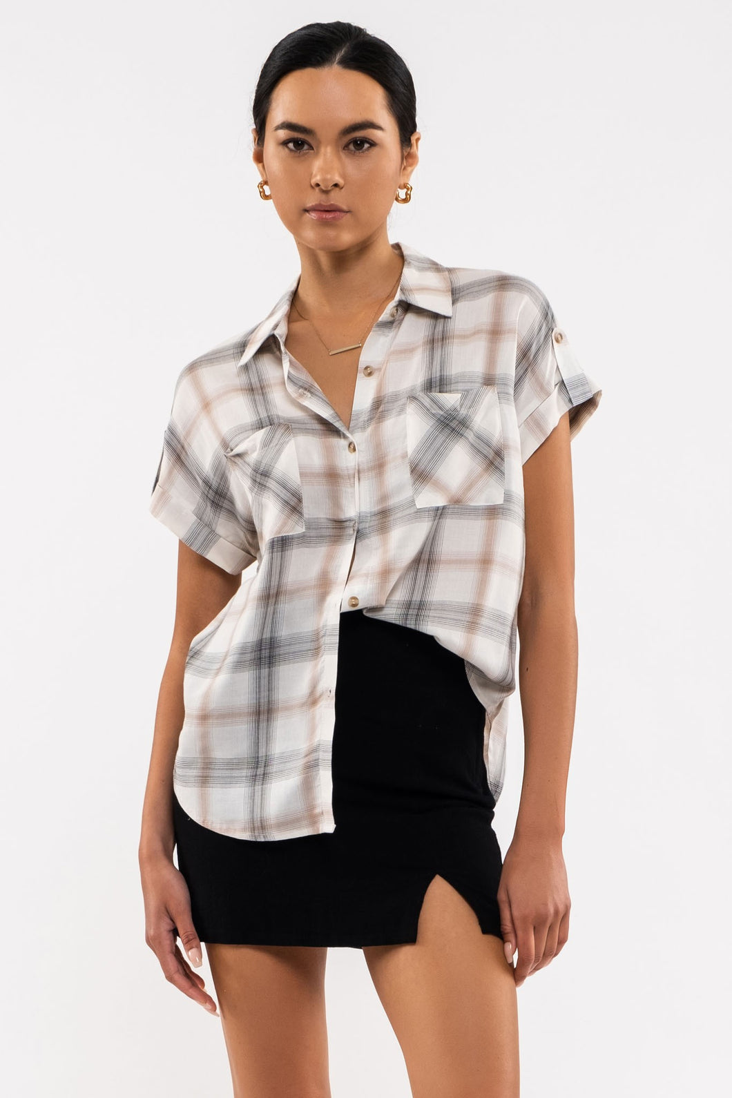 Plaid Twill Button Down Tshirt