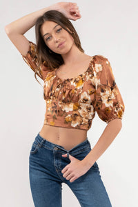 BP Floral Satin Crop Top