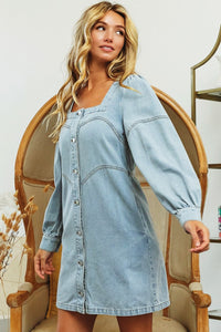 BB Square Neck Denim Dress