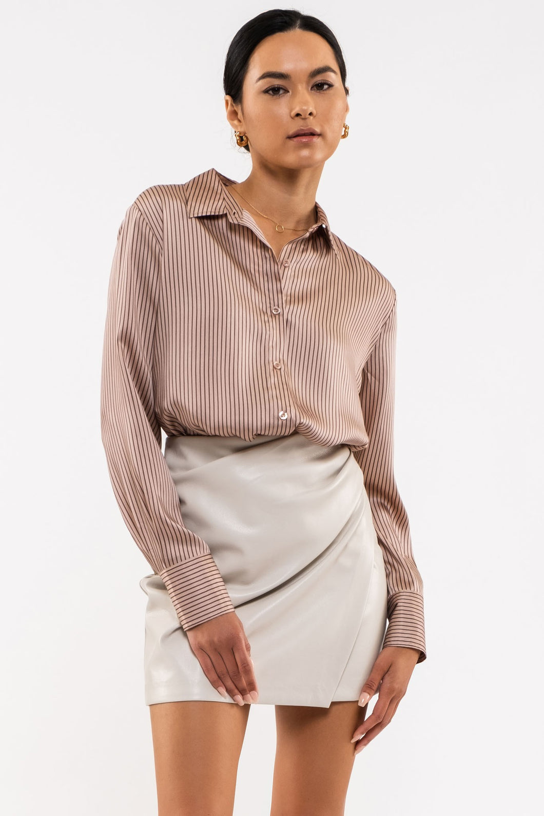 Pin Stripe Button Up Blouse