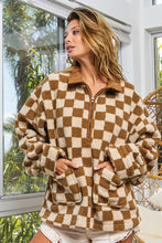 Load image into Gallery viewer, Check Pattern Zip Up Sherpa