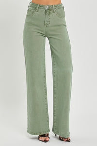 Tummy Control Olive Wide Leg Jeans