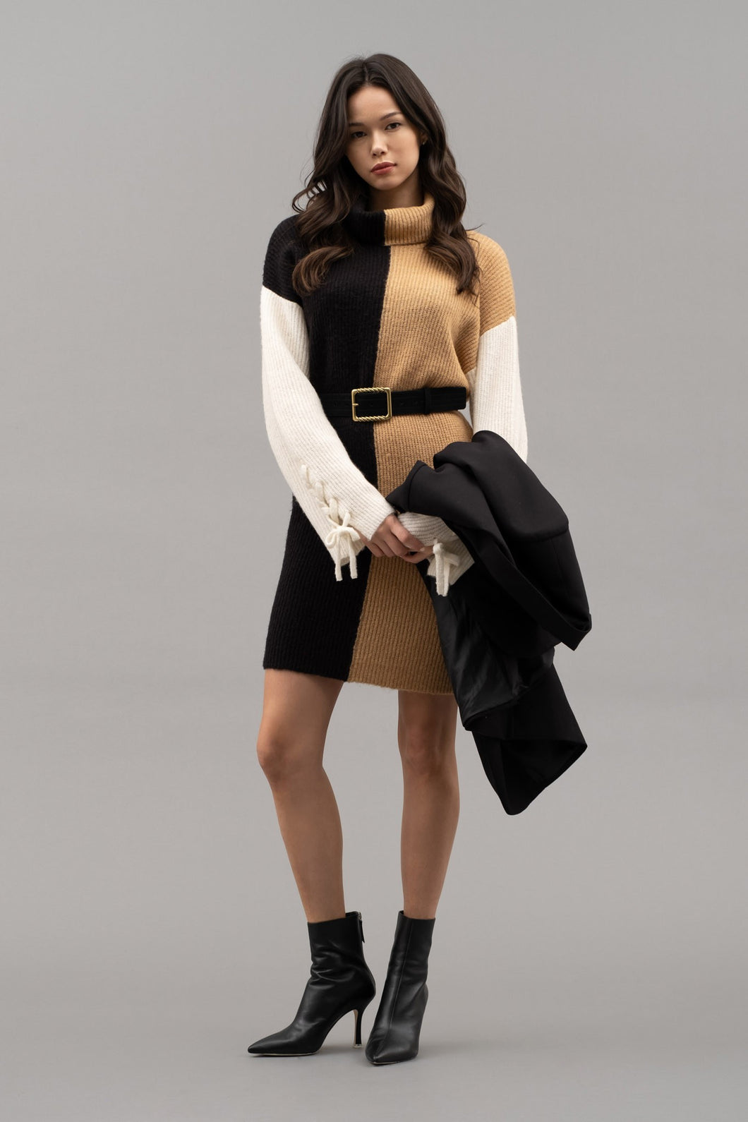 BP Braided Sleeve Sweater Dress
