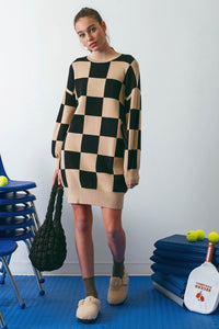 BP Checkered Mock Neck Dress