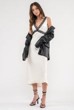 Load image into Gallery viewer, Lace Contrast Satin Midi Dress