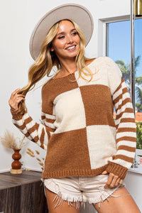 BB Checkered Sweater With Stripe Sleeves