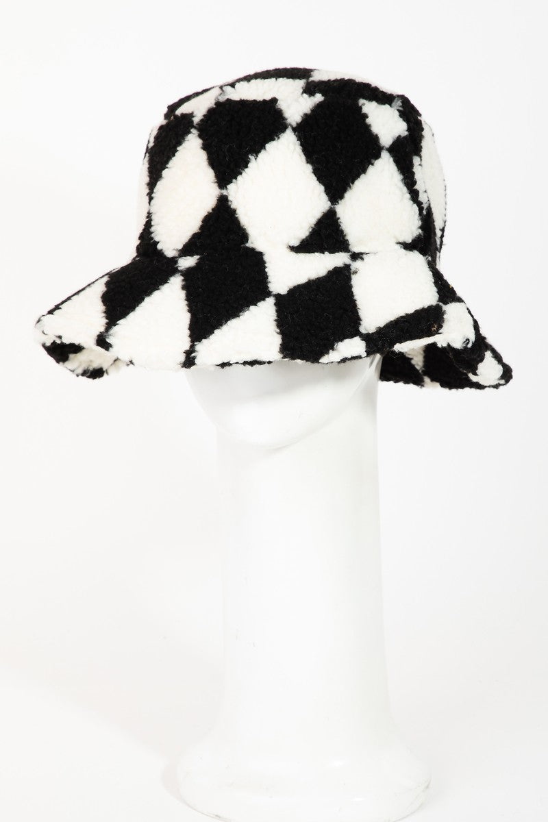 Checkered Sherpa Bucket Hat
