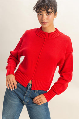HF Mock Neck Seam Front Sweater