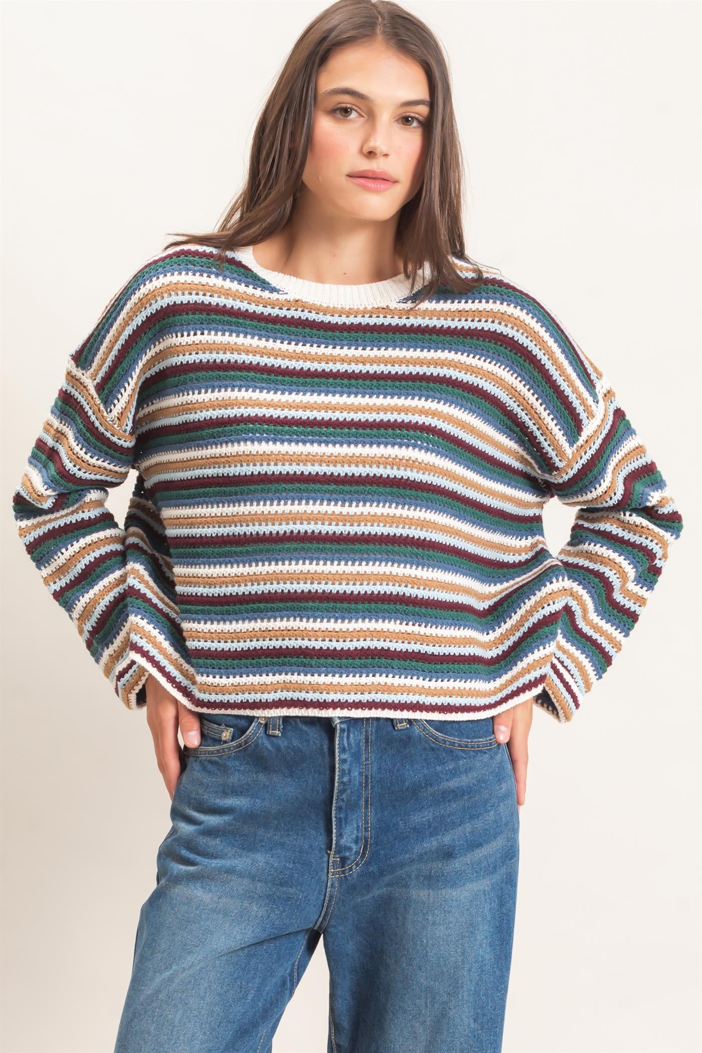 HF Stripe Boatneck Sweater