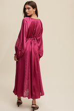 Load image into Gallery viewer, LS Magenta Lace Detail Midi Dress