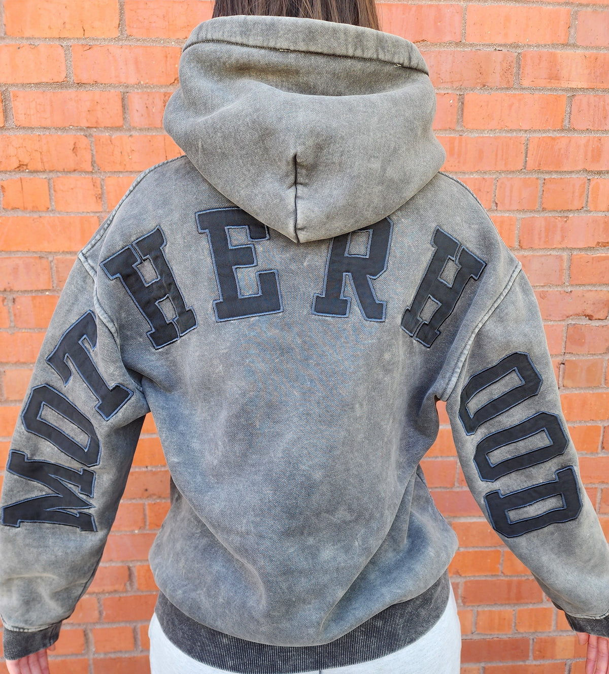 Mineral Washed Embroidered Motherhood Hoodie