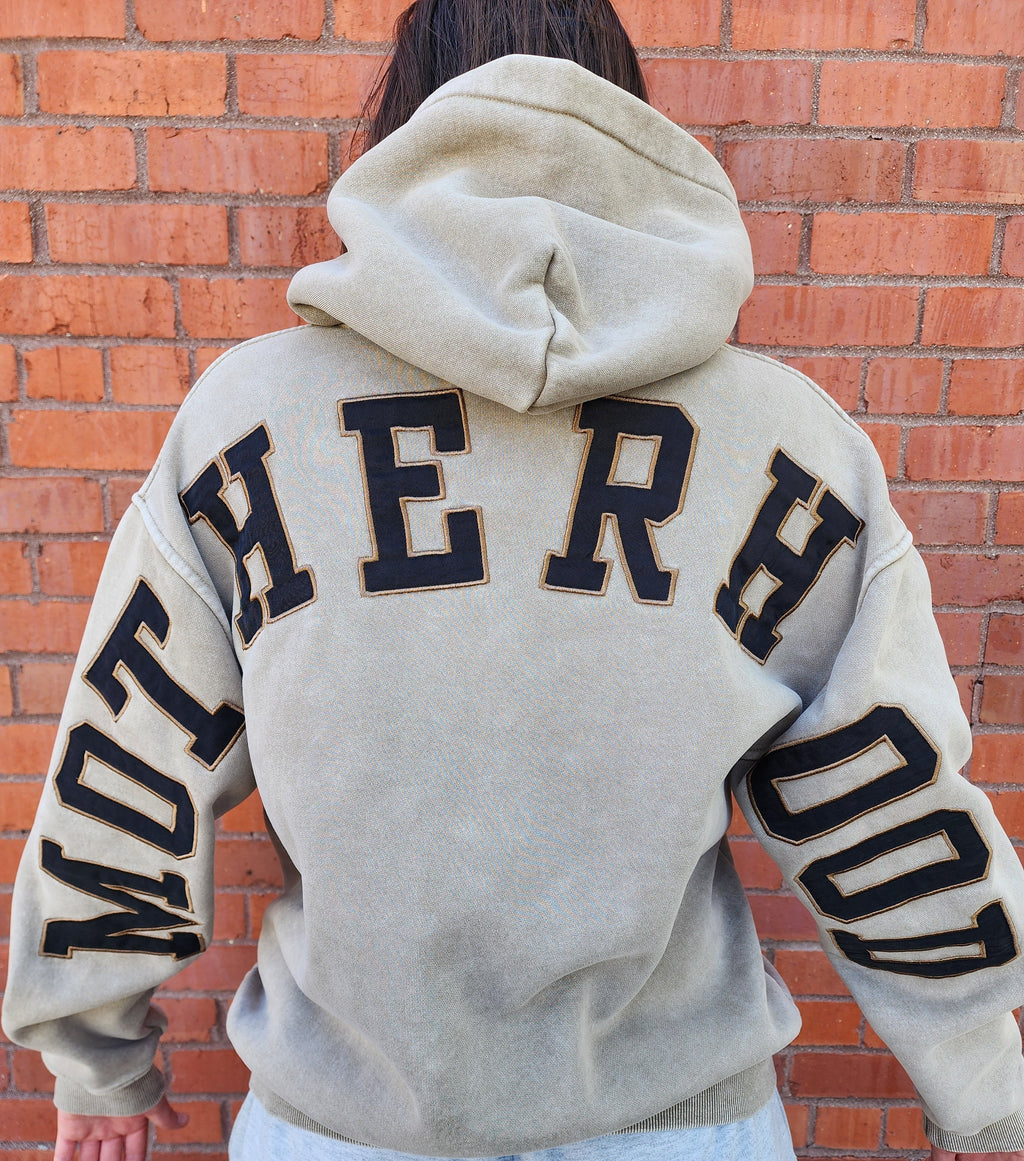 Mineral Washed Embroidered Motherhood Hoodie