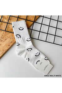 ZA Blk/Wht Smiley Socks