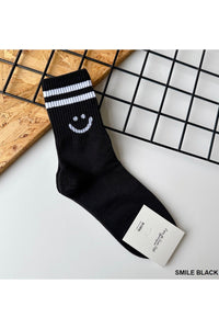 ZA Blk/Wht Smiley Socks