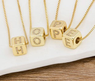 Cube Initial Necklace