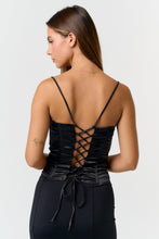 Load image into Gallery viewer, Satin Lace Back Corset Tank