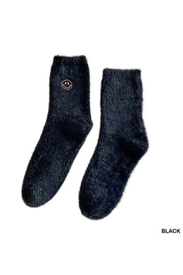 ZA Fuzzy Smiley Socks