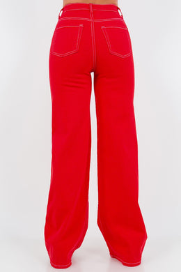 Red Wide Leg Jeans
