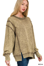 Load image into Gallery viewer, ZA Terry High-Low Exposed Seam Crew