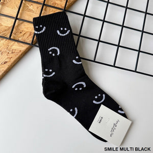 ZA Blk/Wht Smiley Socks