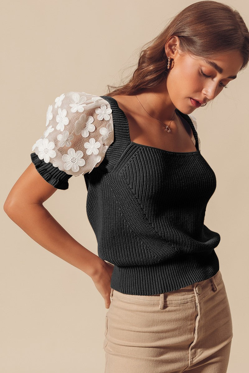 SM Floral Puff Sleeve Top