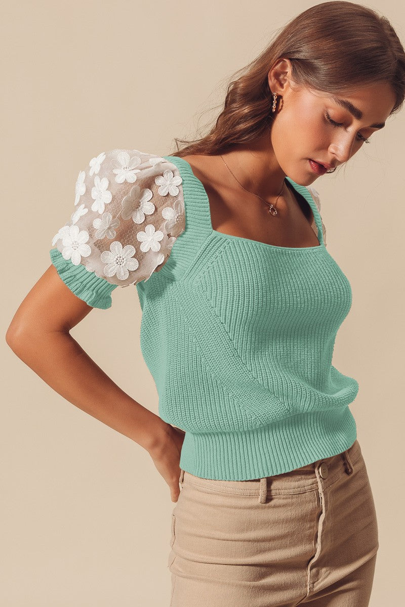 SM Floral Puff Sleeve Top