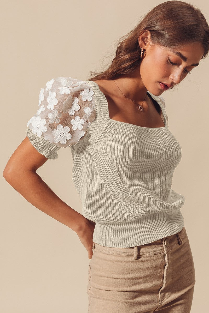 SM Floral Puff Sleeve Top