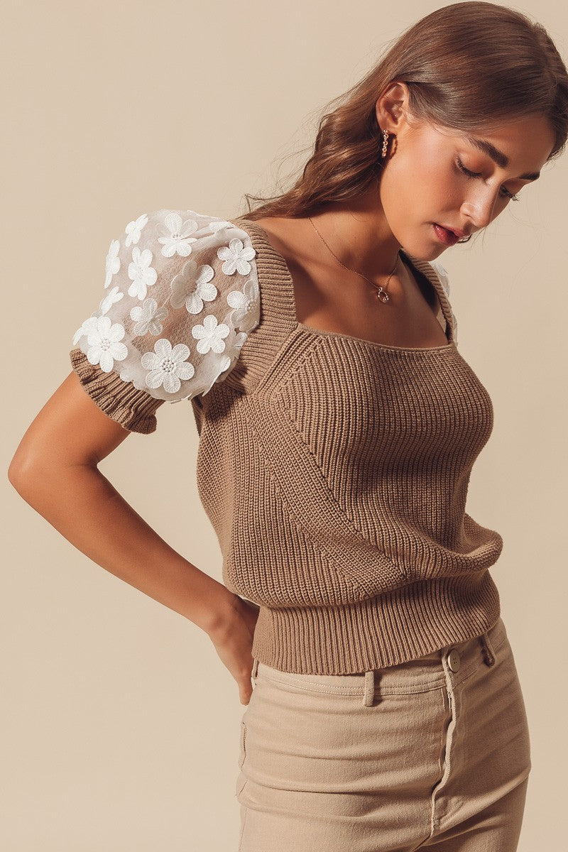SM Floral Puff Sleeve Top