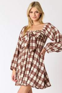 PL Plaid Tied Strap Mini Dress